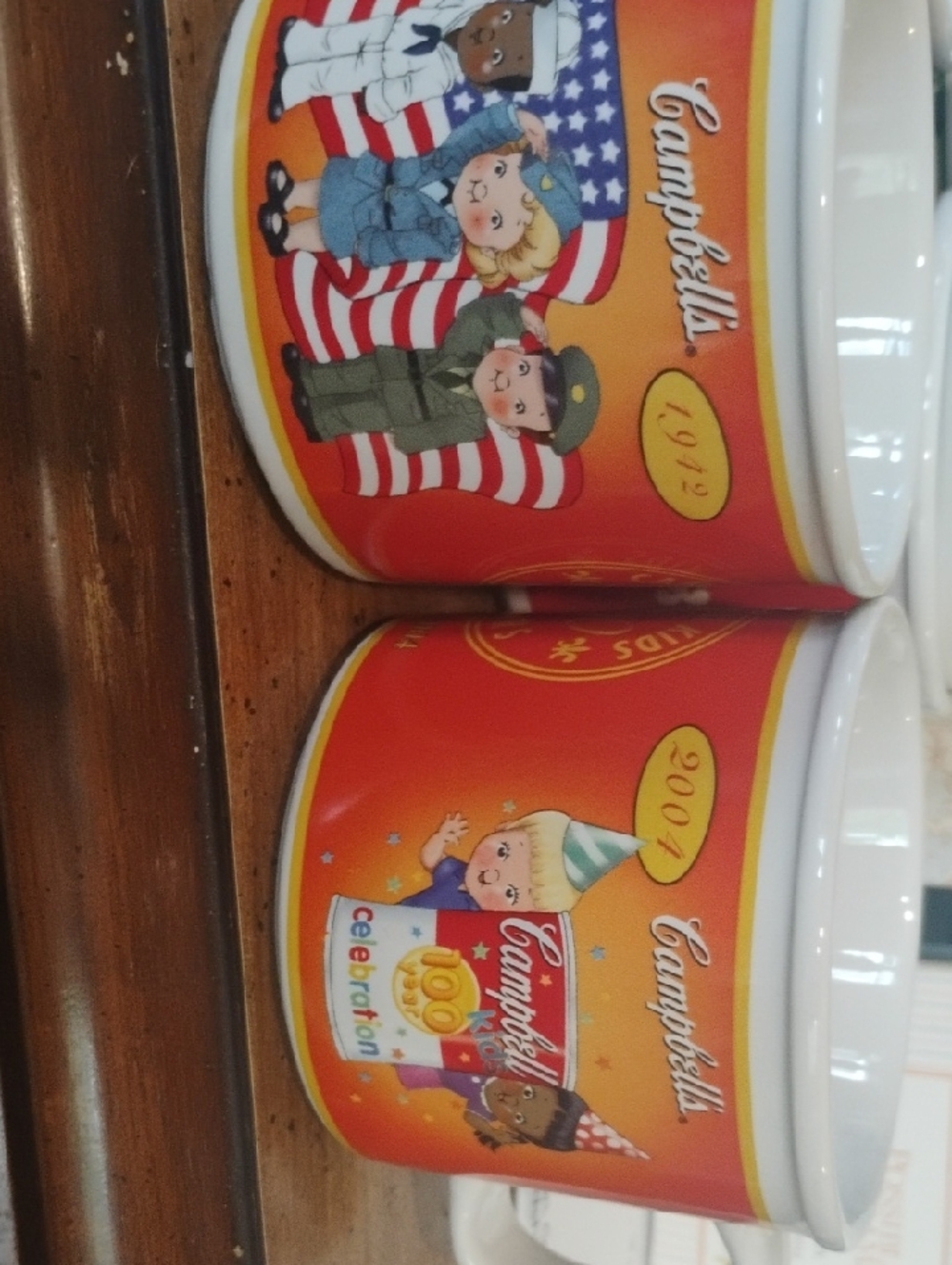 Campbell's Collectible 100th Anniversary Red Kids Soup Mugs - Set of 2